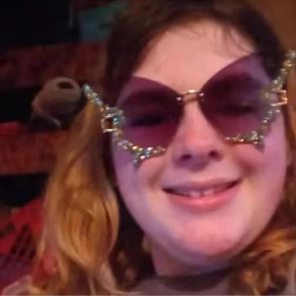 Butterfly Navy Blue Crystal Sunglasses - Picture 11 of 14